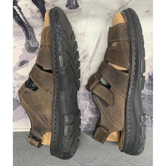 Skechers Men's Brown Leather Gladiator Fisherman Sandals 60395 Size 10 - Picture 10 of 13